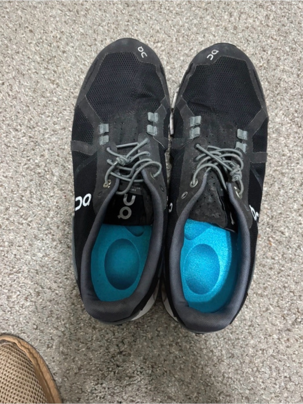 On Running Black Athletic Shoes with Blue Insoles - Women's